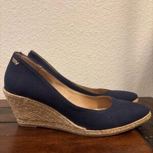 VISCATA BARCELONA BLUE ESPADRILLE CANVAS WEDGE HEELS Size 10 / 41 Handmade